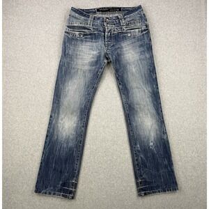 Cipo & Baxx Jeans Mens 32x32 Acid Wash Low Rise Straight Distressed Moto Denim